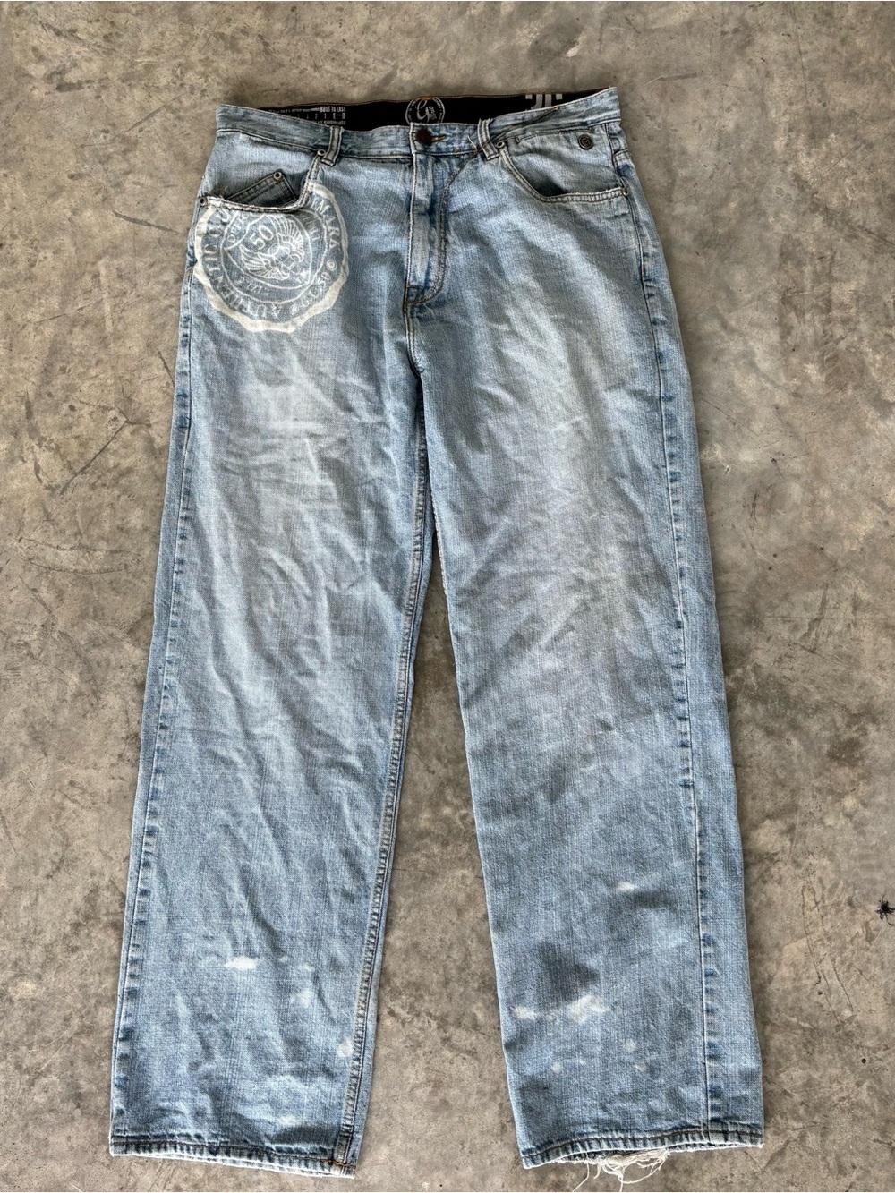 Men’s streetwear vintage y2k G-Unit baggy light blue jeans